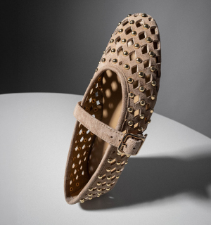 MORMORA Καστόρινες studded μπαλαρίνες